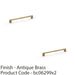 2x Slim Square Bar Pull Handle Antique Brass 224mm Centres SOLID BRASS Drawer 1