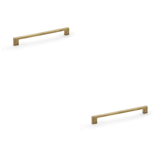 2x Slim Square Bar Pull Handle Antique Brass 224mm Centres SOLID BRASS Drawer