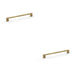 2x Slim Square Bar Pull Handle Antique Brass 224mm Centres SOLID BRASS Drawer