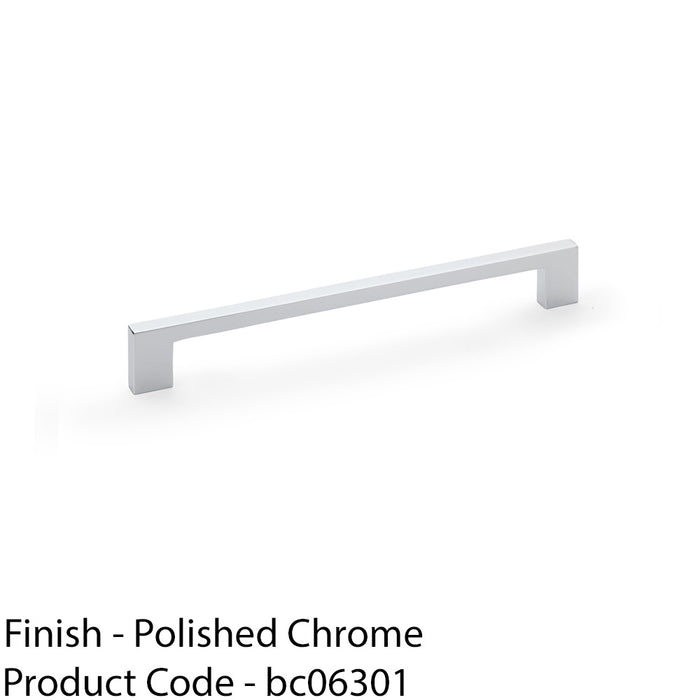 Slim Square Bar Pull Handle - Polished Chrome - 224mm Centres SOLID BRASS Drawer 1