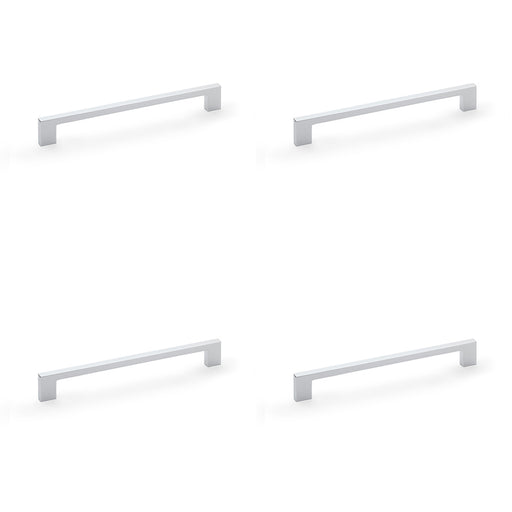 4 PACK Slim Square Bar Pull Handle Polished Chrome 224mm Centres SOLID BRASS