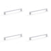 4 PACK Slim Square Bar Pull Handle Polished Chrome 224mm Centres SOLID BRASS
