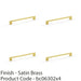 4 PACK Slim Square Bar Pull Handle Satin Brass 224mm Centres SOLID BRASS Drawer 1