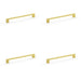 4 PACK Slim Square Bar Pull Handle Satin Brass 224mm Centres SOLID BRASS Drawer