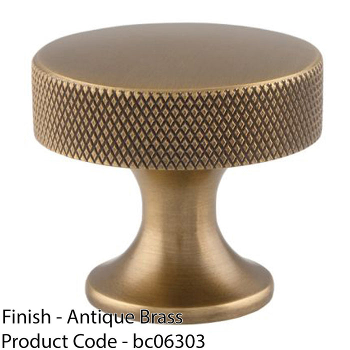 Knurled Flared Stem Cabinet Door Knob - 38mm Antique Brass Cupboard Pull Handle 1