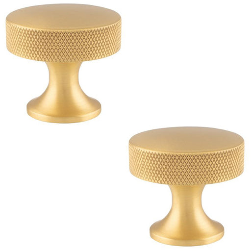 2 PACK Knurled Flared Cabinet Door Knob 38mm Satin Brass Cupboard Pull Handle