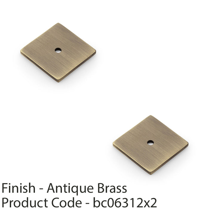 2 PACK Square Kitchen Door Knob Backplate Antique Brass 38mmx38mm Cabinet Plate 1