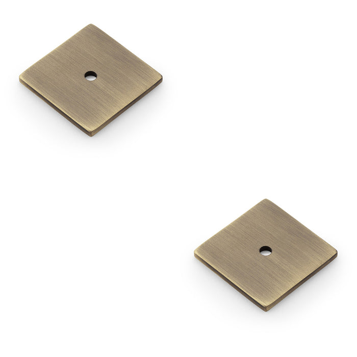 2 PACK Square Kitchen Door Knob Backplate Antique Brass 38mmx38mm Cabinet Plate