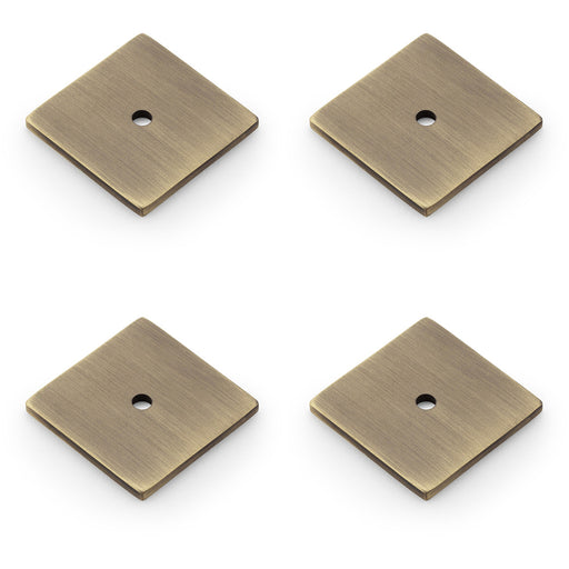 4 PACK Square Kitchen Door Knob Backplate Antique Brass 38mmx38mm Cabinet Plate