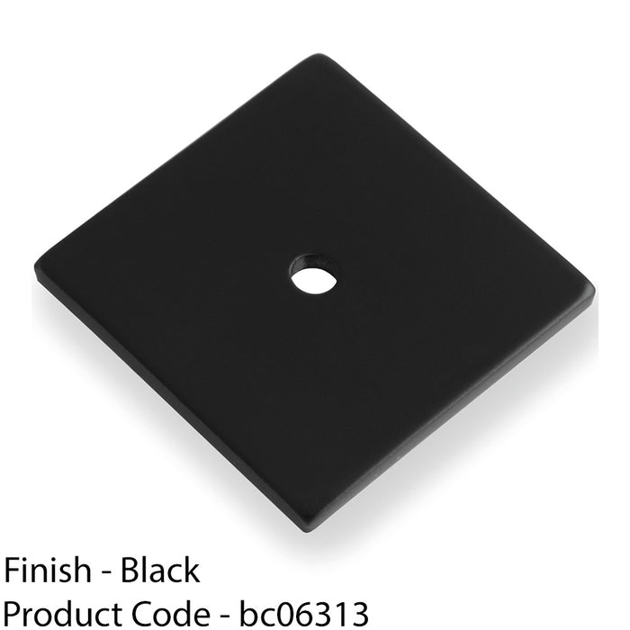 Square Kitchen Door Knob Backplate - Matt Black 38mm x 38mm Cabinet Plate 1