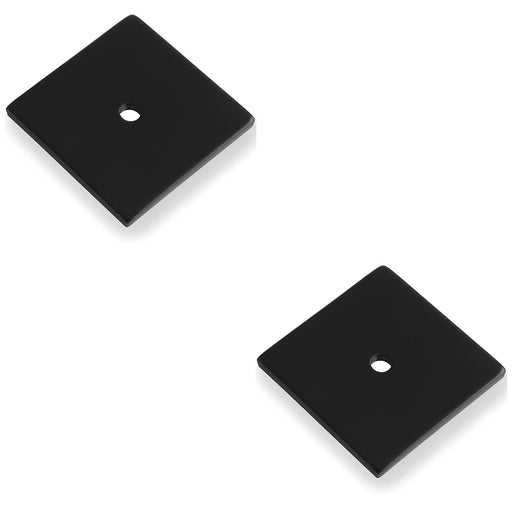 2 PACK Square Kitchen Door Knob Backplate Matt Black 38mm x 38mm Cabinet Plate