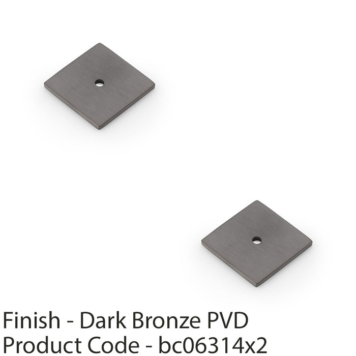 2 PACK Square Kitchen Door Knob Backplate Dark Bronze 38mm x 38mm Cabinet Plate 1