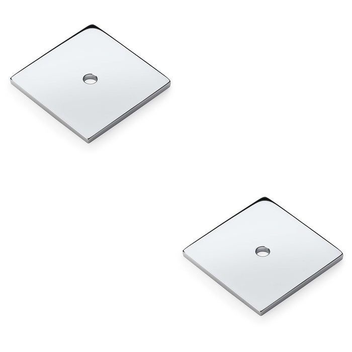 2 PACK Square Kitchen Door Knob Backplate Polished Chrome 38mm x 38mm Cabinet