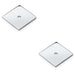 2 PACK Square Kitchen Door Knob Backplate Polished Chrome 38mm x 38mm Cabinet