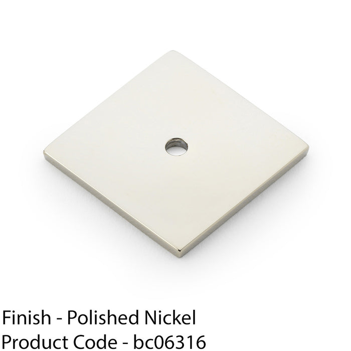 Square Kitchen Door Knob Backplate - Polished Nickel 38mm x 38mm Cabinet Plate 1