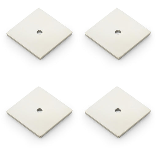 4 PACK Square Kitchen Door Knob Backplate Polished Nickel 38mm x 38mm Plate