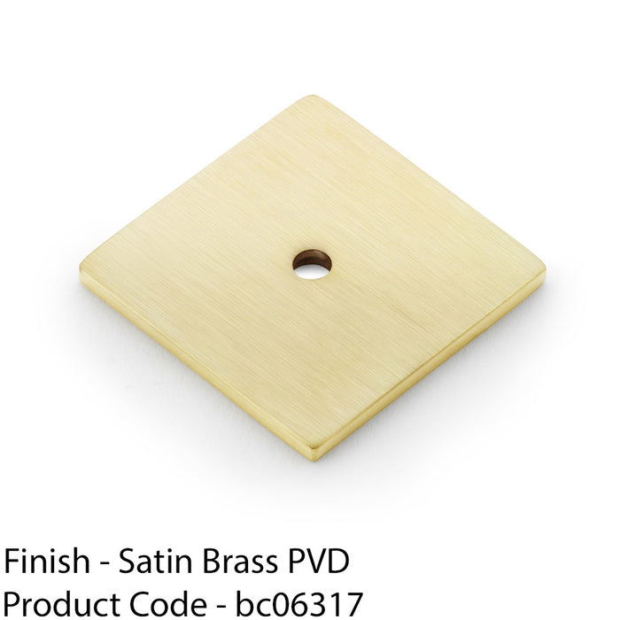 Square Kitchen Door Knob Backplate - Satin Brass 38mm x 38mm Cabinet Plate 1