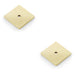 2 PACK Square Kitchen Door Knob Backplate Satin Brass 38mm x 38mm Cabinet Plate