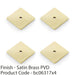 4 PACK Square Kitchen Door Knob Backplate Satin Brass 38mm x 38mm Cabinet Plate 1
