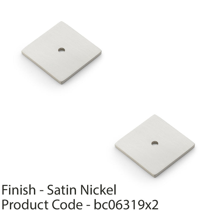 2 PACK Square Kitchen Door Knob Backplate Satin Nickel 38mm x 38mm Cabinet Plate 1