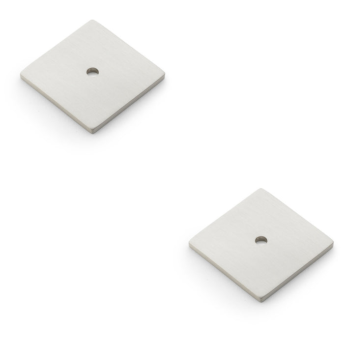 2 PACK Square Kitchen Door Knob Backplate Satin Nickel 38mm x 38mm Cabinet Plate