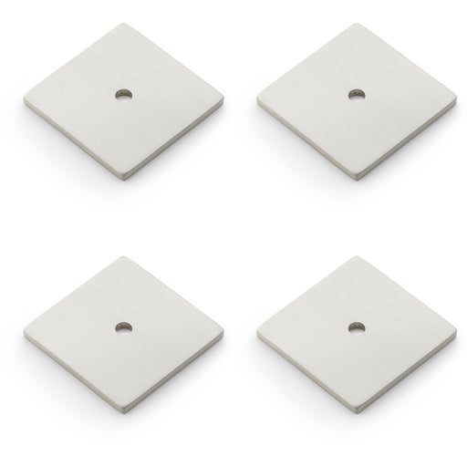 4 PACK Square Kitchen Door Knob Backplate Satin Nickel 38mm x 38mm Cabinet Plate