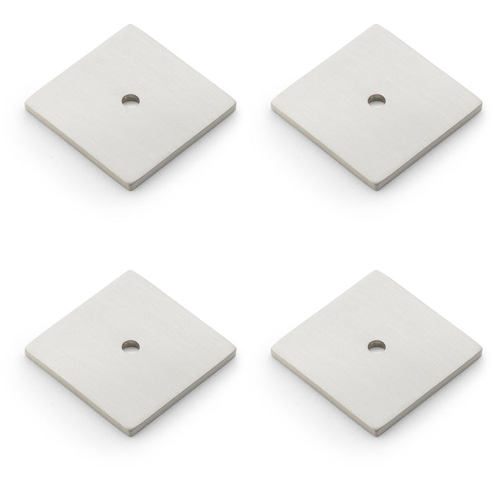 4 PACK Square Kitchen Door Knob Backplate Satin Nickel 38mm x 38mm Cabinet Plate