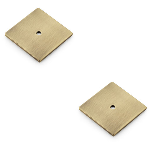 2 PACK Square Kitchen Door Knob Backplate Antique Brass 45mmx45mm Cabinet Plate