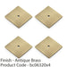 4 PACK Square Kitchen Door Knob Backplate Antique Brass 45mmx45mm Cabinet Plate 1