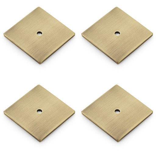 4 PACK Square Kitchen Door Knob Backplate Antique Brass 45mmx45mm Cabinet Plate