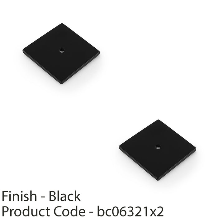 2 PACK Square Kitchen Door Knob Backplate Matt Black 45mm x 45mm Cabinet Plate 1