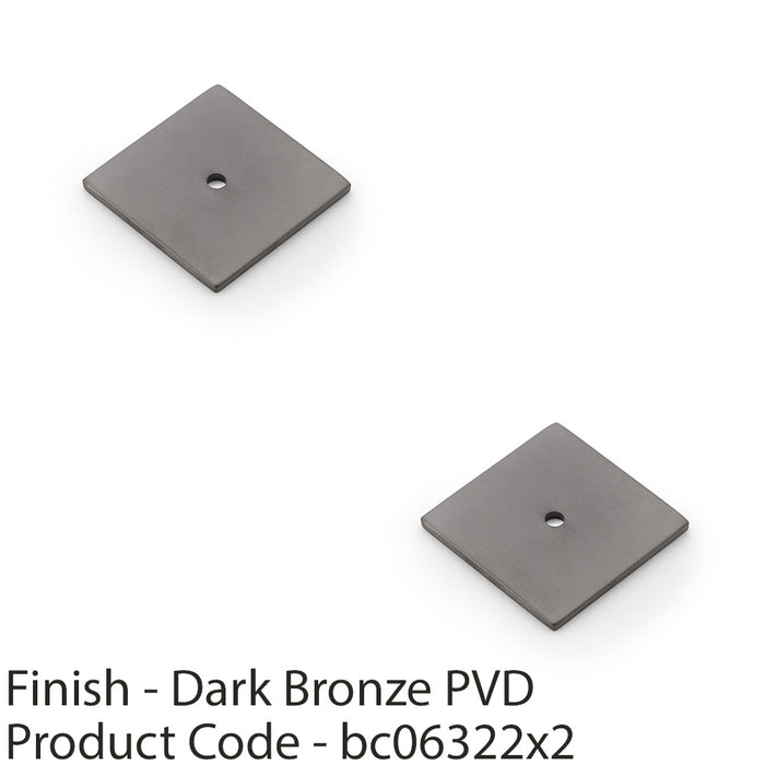 2 PACK Square Kitchen Door Knob Backplate Dark Bronze 45mm x 45mm Cabinet Plate 1