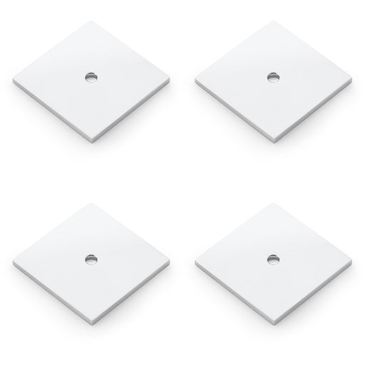 4 PACK Square Kitchen Door Knob Backplate Polished Chrome 45mm x 45mm Plate