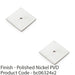 2 PACK Square Kitchen Door Knob Backplate Polished Nickel 45mm x 45mm Cabinet 1