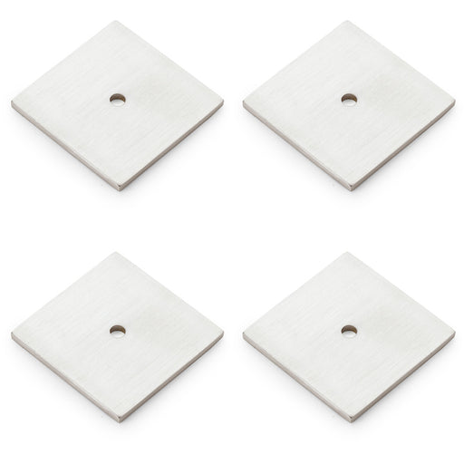 4 PACK Square Kitchen Door Knob Backplate Polished Nickel 45mm x 45mm Plate