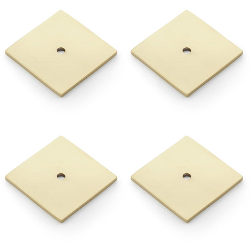 4 PACK Square Kitchen Door Knob Backplate Satin Brass 45mm x 45mm Cabinet Plate