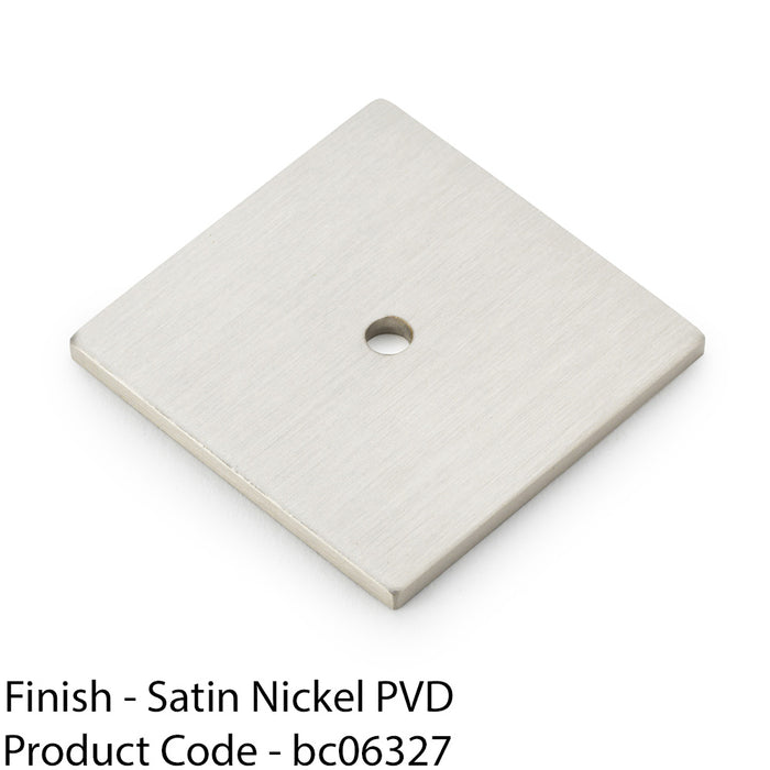 Square Kitchen Door Knob Backplate - Satin Nickel 45mm x 45mm Cabinet Plate 1