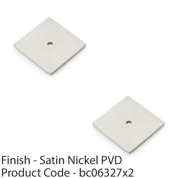 2 PACK Square Kitchen Door Knob Backplate Satin Nickel 45mm x 45mm Cabinet Plate 1