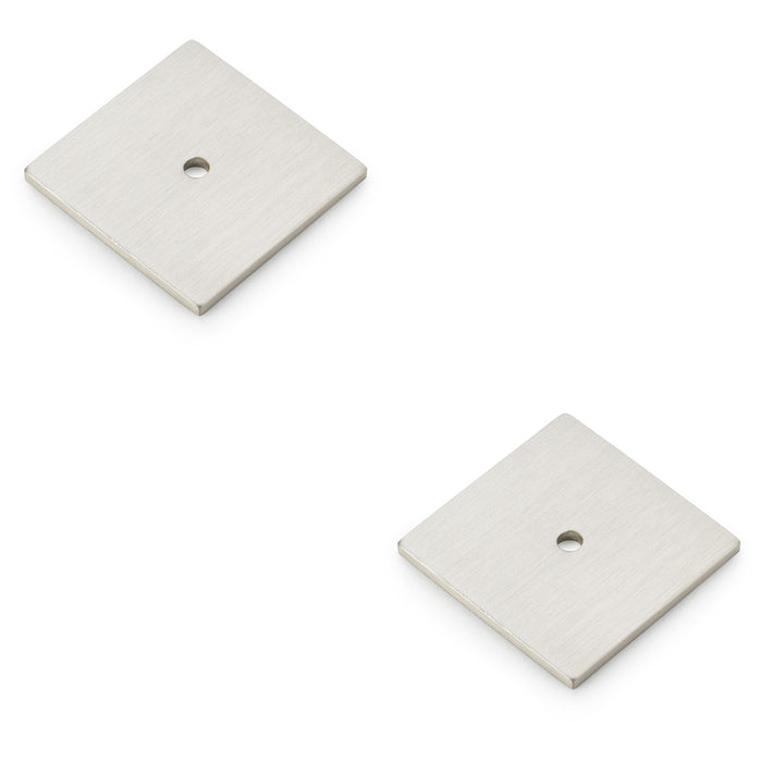 2 PACK Square Kitchen Door Knob Backplate Satin Nickel 45mm x 45mm Cabinet Plate