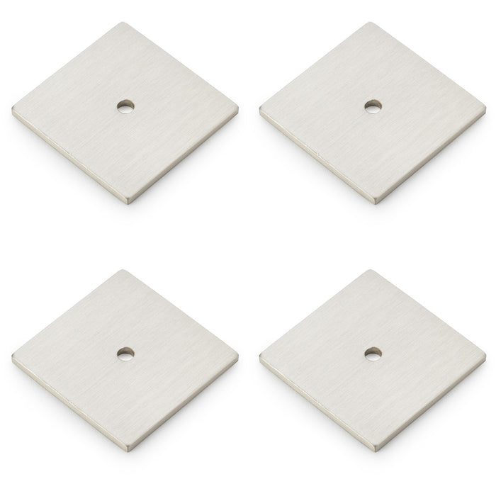 4 PACK Square Kitchen Door Knob Backplate Satin Nickel 45mm x 45mm Cabinet Plate