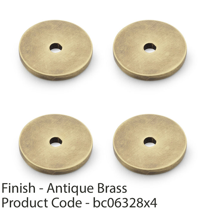 4 PACK Round Kitchen Door Knob Backplate Antique Brass 25mm Circular Plate 1