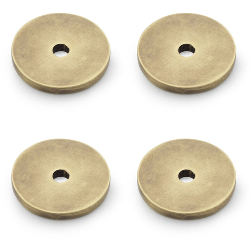 4 PACK Round Kitchen Door Knob Backplate Antique Brass 25mm Circular Plate