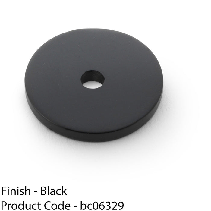 Round Kitchen Door Knob Backplate - Matt Black 25mm Diameter Circular Plate 1