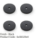 4 PACK Round Kitchen Door Knob Backplate Matt Black 25mm Diameter Circular Plate 1