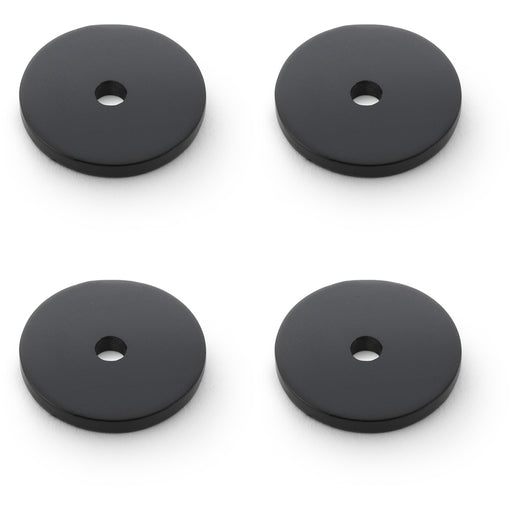 4 PACK Round Kitchen Door Knob Backplate Matt Black 25mm Diameter Circular Plate