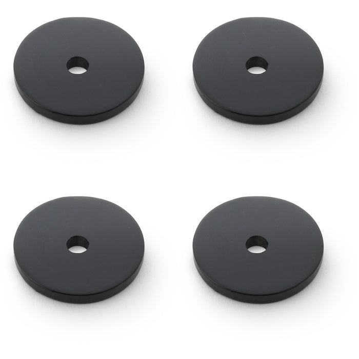 4 PACK Round Kitchen Door Knob Backplate Matt Black 25mm Diameter Circular Plate