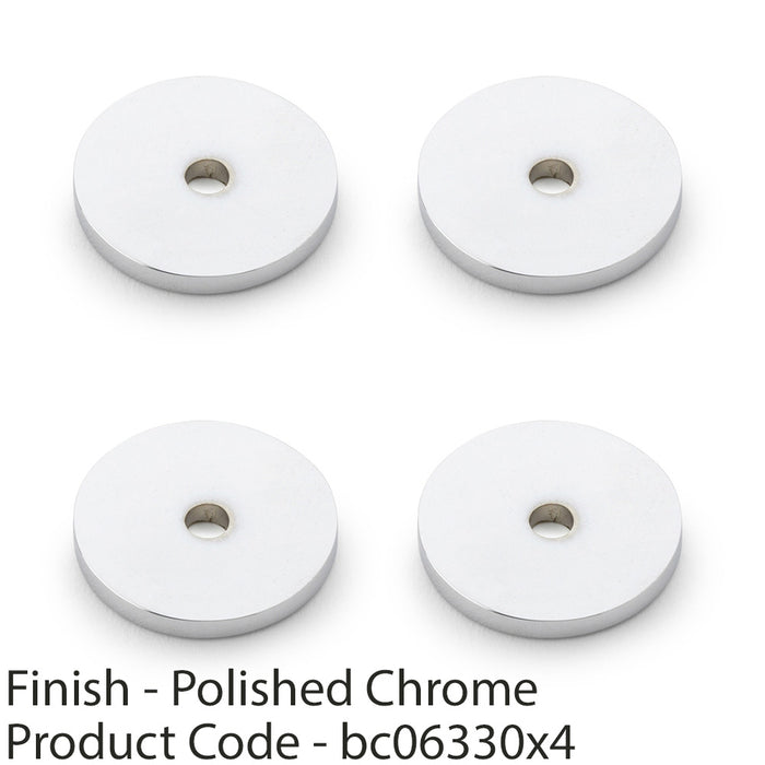 4 PACK Round Kitchen Door Knob Backplate Polished Chrome 25mm Circular Plate 1