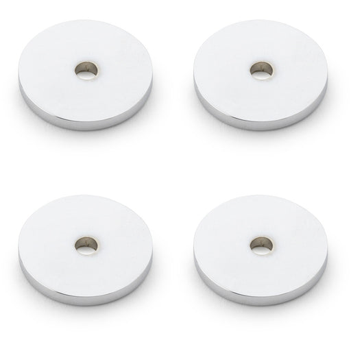 4 PACK Round Kitchen Door Knob Backplate Polished Chrome 25mm Circular Plate