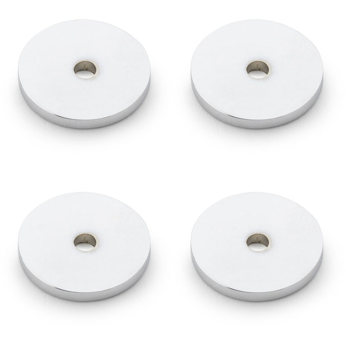 4 PACK Round Kitchen Door Knob Backplate Polished Chrome 25mm Circular Plate