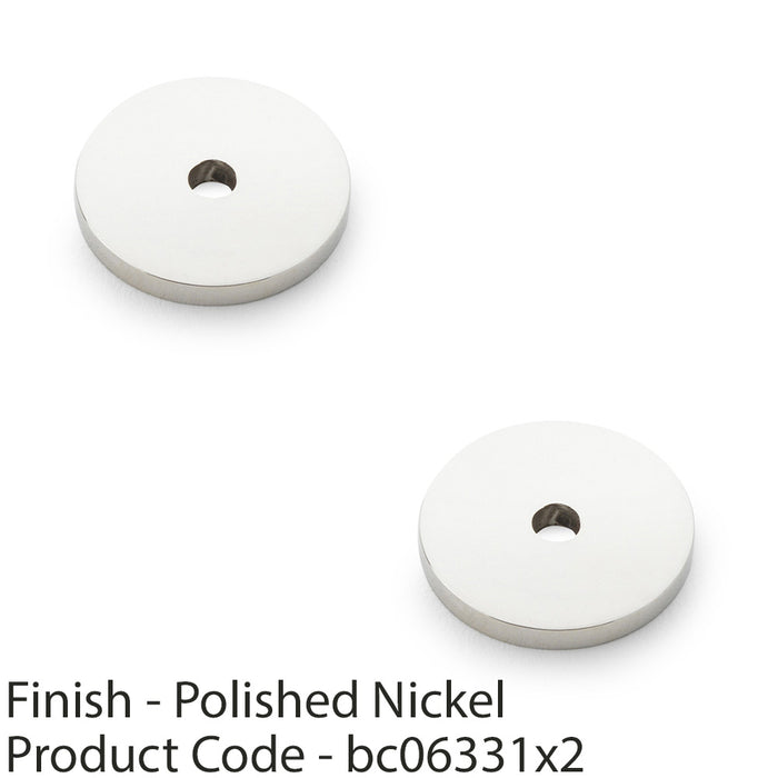 2 PACK Round Kitchen Door Knob Backplate Polished Nickel 25mm Circular Plate 1